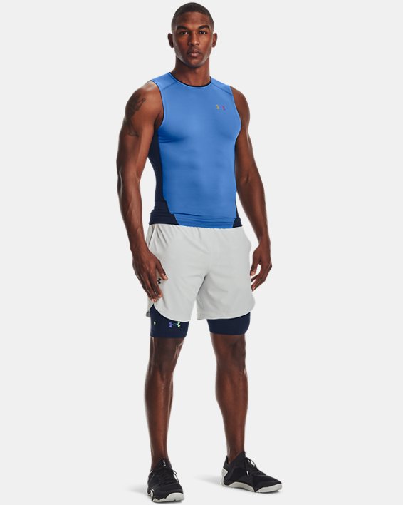 Pantalón corto UA RUSH™ HeatGear® 2.0 Compression para hombre, Blue, pdpMainDesktop image number 2